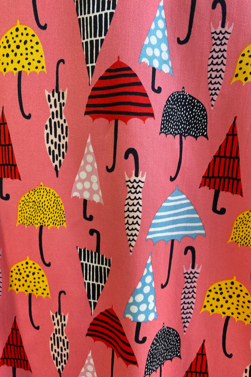 Peachy Umbrellas V-Neck Dress by Eva Rose