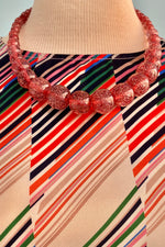 New Pale Pink Glitter Bead Necklace by Splendette