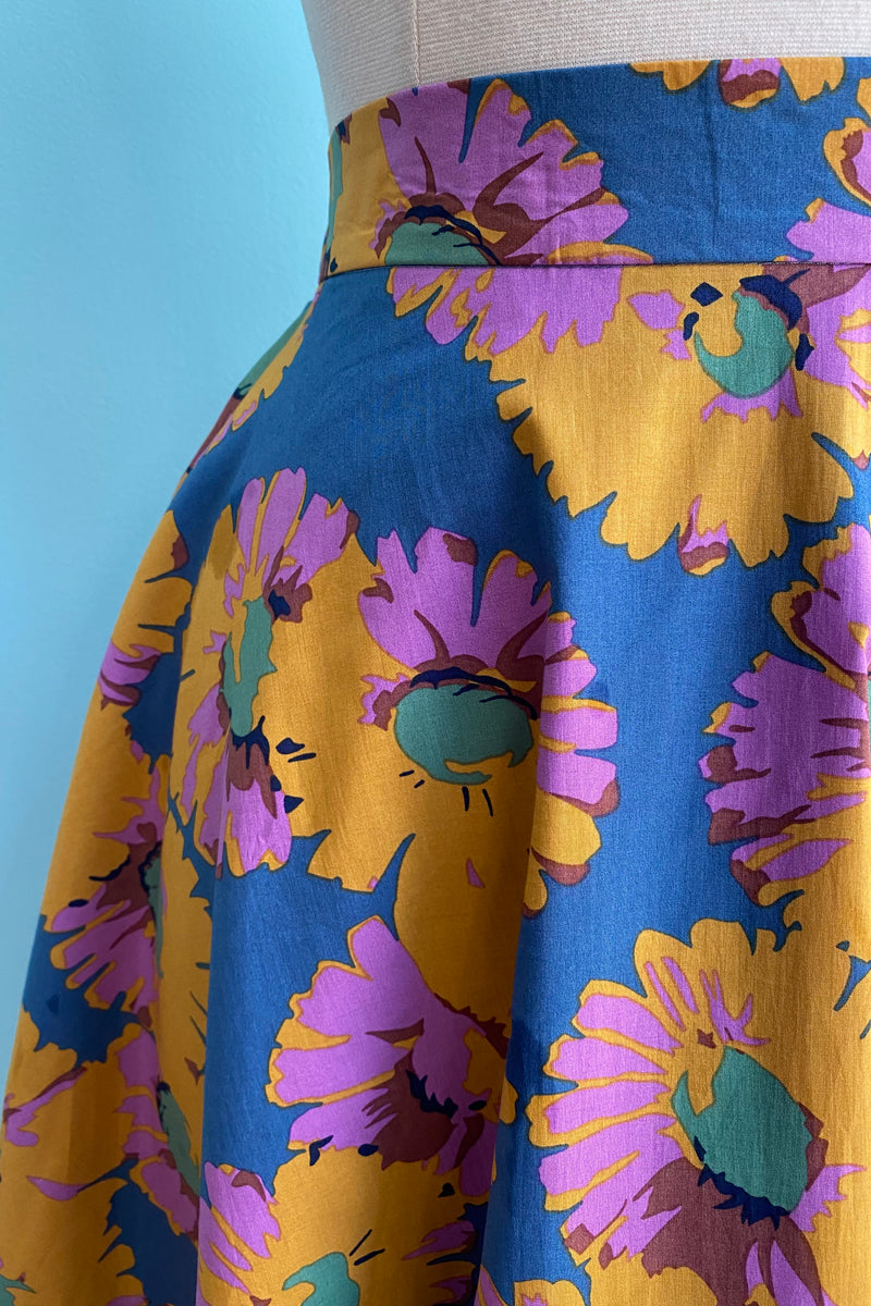 Mustard Large Floral Full Skirt by Tulip B.