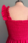 Hot Pink Empire Waist Tiered Midi Dress