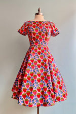 Strawberries and Blueberries Short Sleeve Rounded Neck Dress by Eva Rose