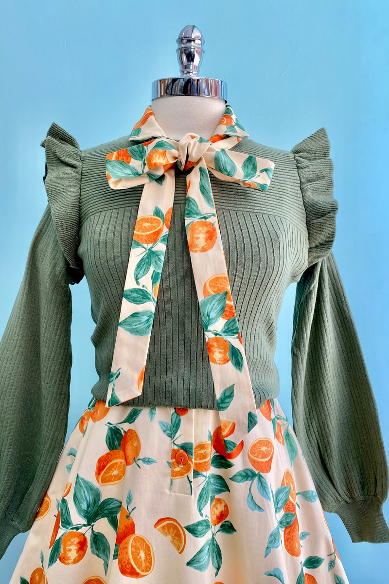 Oranges and Leaves Shirtwaist Mini Dress by Eva Rose