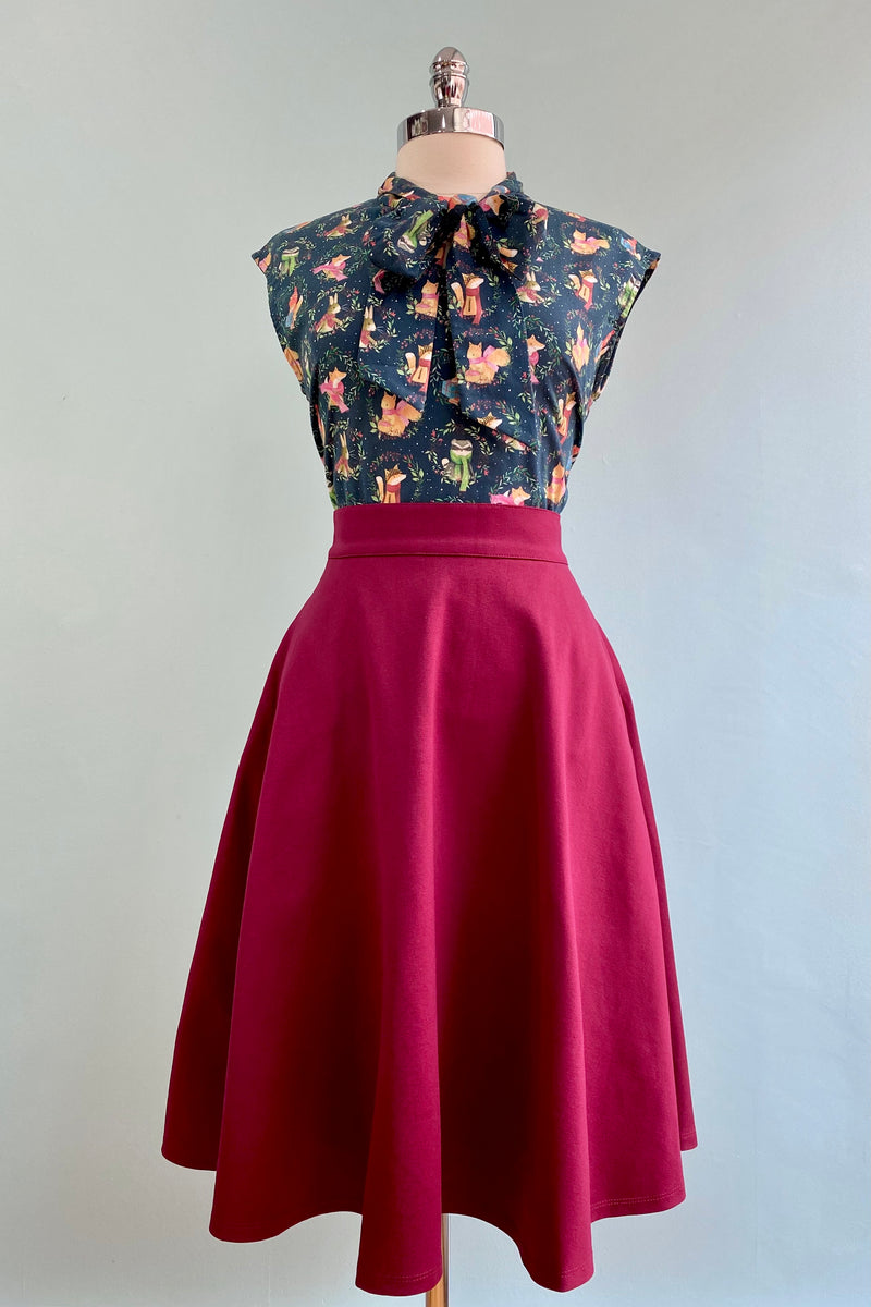 Burgundy Ponte Charlotte Skirt by Retrolicious