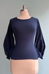 Navy Blue Bishop Sleeve Grace Top by Heart of Haute