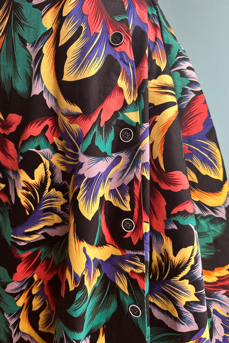 Black Tropical Print Dress by Orchid Bloom