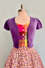 Pink and Purple Cherry Print Full Skirt by Tulip B.