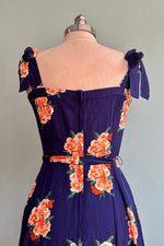 Navy Spring Floral Katrina Midi Dress by Collectif