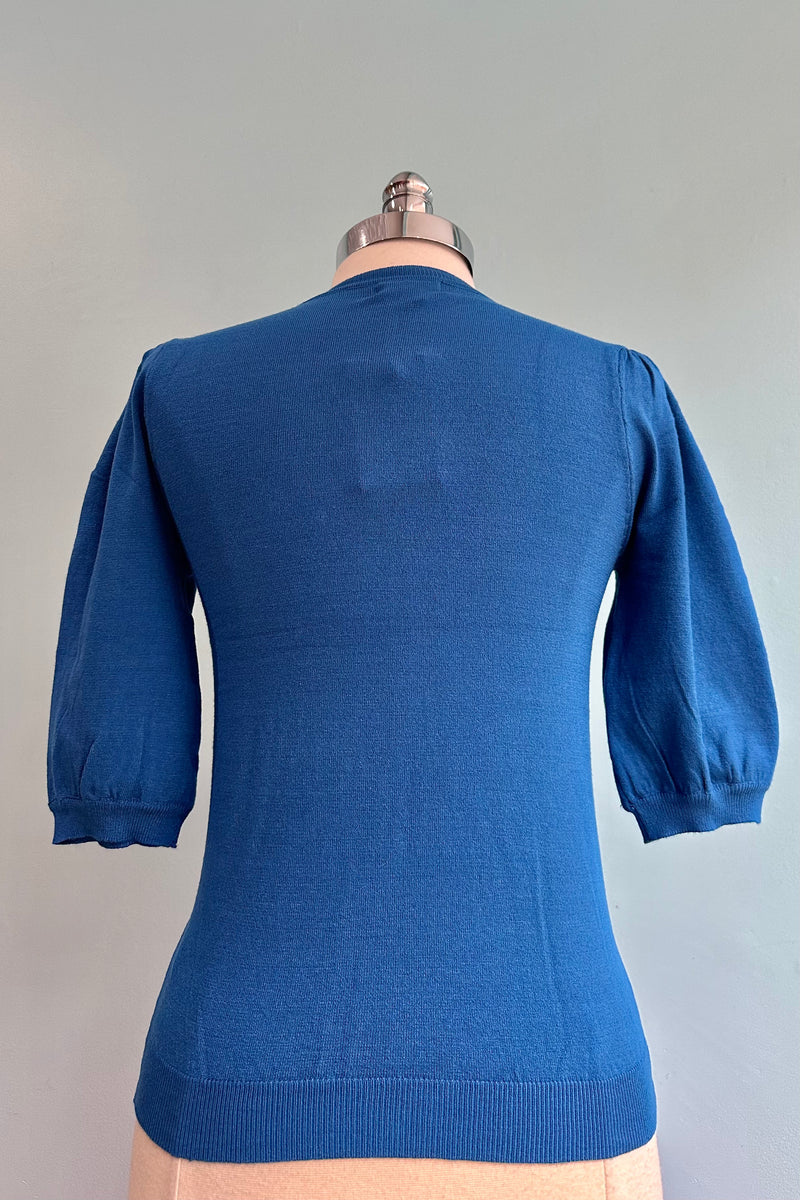Blue Short Sleeve Knit Pullover Sweater by Tulip B.