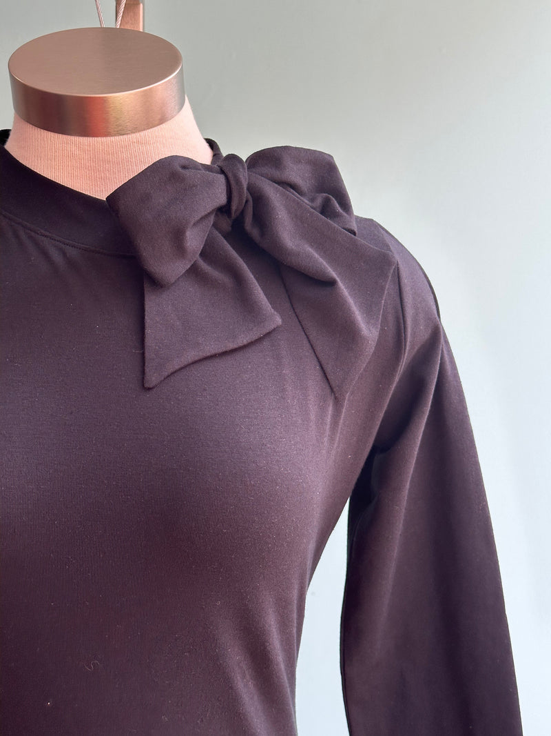 Long Sleeve Black Imagine Bow Top by Heart of Haute