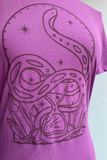 Mystical Serpent and Crystals T-Shirt in Purple by Rocketship Dreams