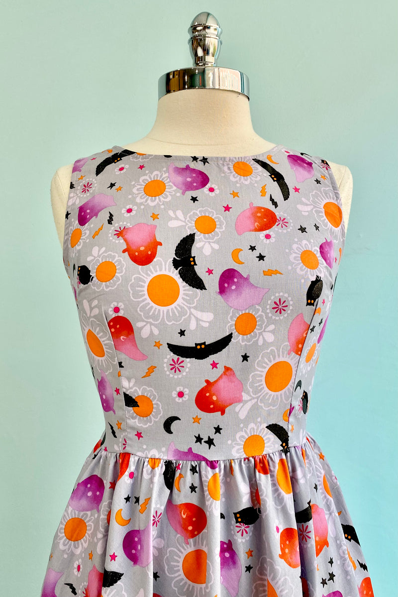 Colorful Ghosts and Owls Vintage Dress by Retrolicious