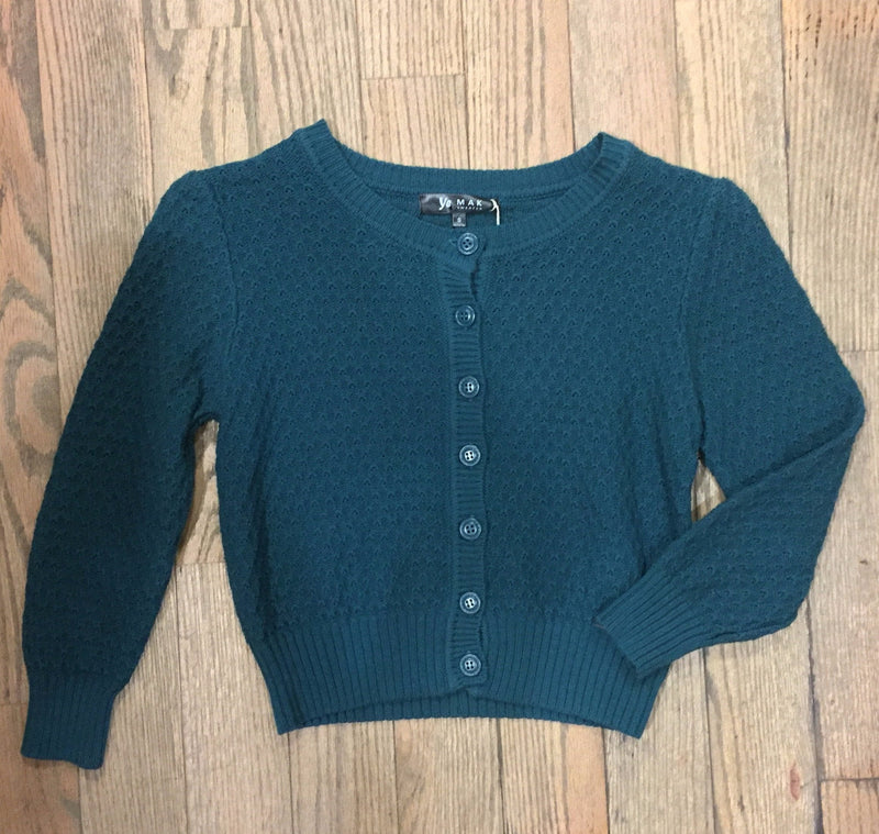 Peacock Puff Sleeve Cropped Cardigan