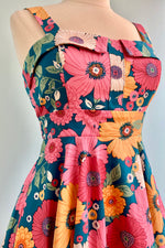 Teal Gerbera Floral Fold-Over Dress by Eva Rose