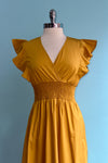 Mango Ruffle Sleeve Smocked Maxi Dress by Molly Bracken