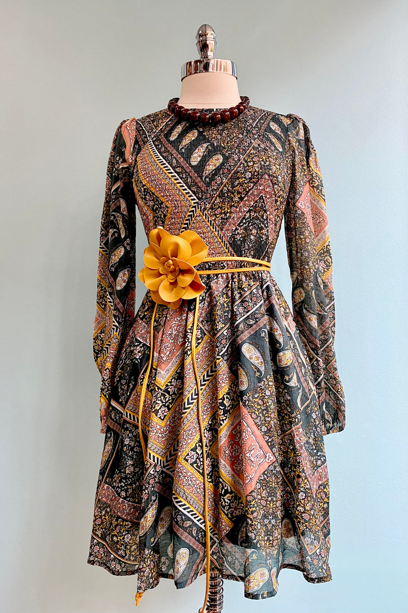 Smocked Paisley Mini Dress by Molly Bracken