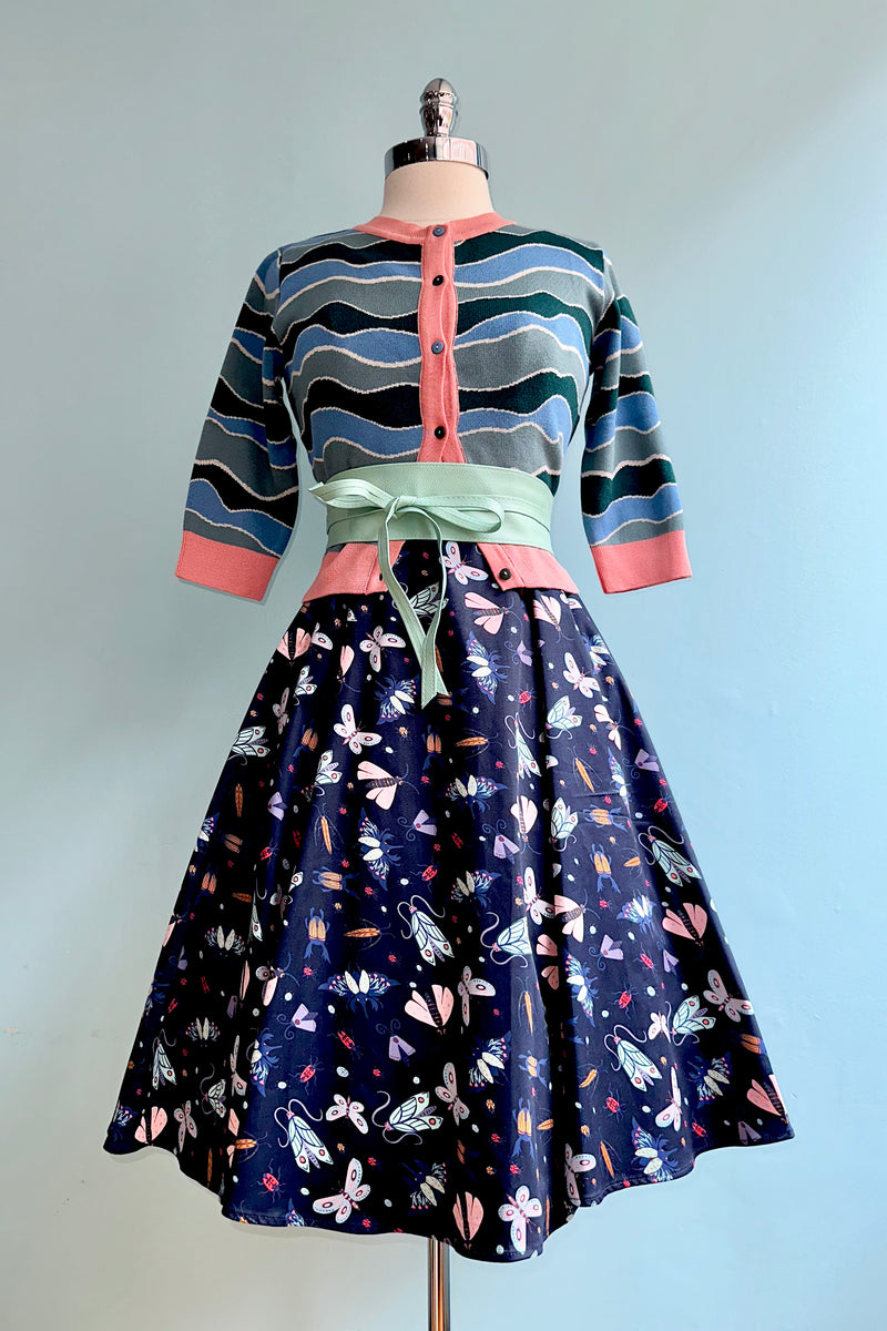 Blue Waves Swan Jacquard Vera Cardigan by Palava – Modern Millie Blue Waves Swan Jacquard Vera Cardigan by Palava – Modern Millie