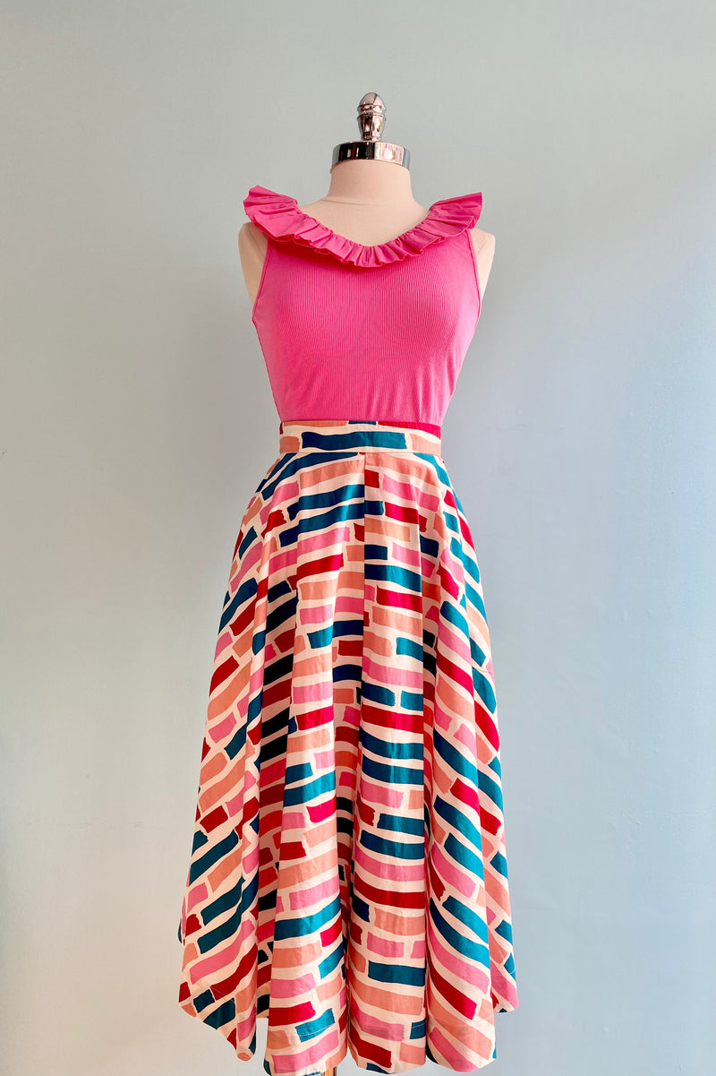 Final Sale Pink Ruffle Neck Tank Top