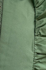 Scalloped Edge Ruffle Sleeve Midi Dress in Green