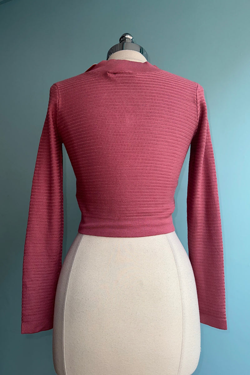 Textured Knit Cropped Cardigan in Rose Pink by Voodoo Vixen – Modern Millie