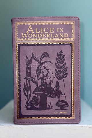 Alice in Wonderland Original Purple Book Handbag Crossbody Purse