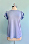 Periwinkle Blue Flutter Sleeve All Purpose Top