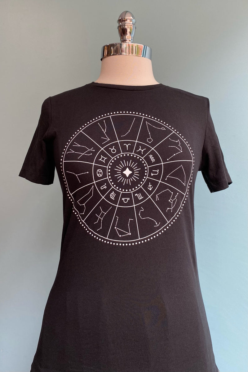 Zodiac Wheel T-Shirt in Black by Rocketship Dreams