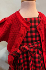 Kids Red Crocheted Cardigan