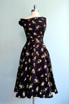Black and Yellow Floral One Shoulder Dress