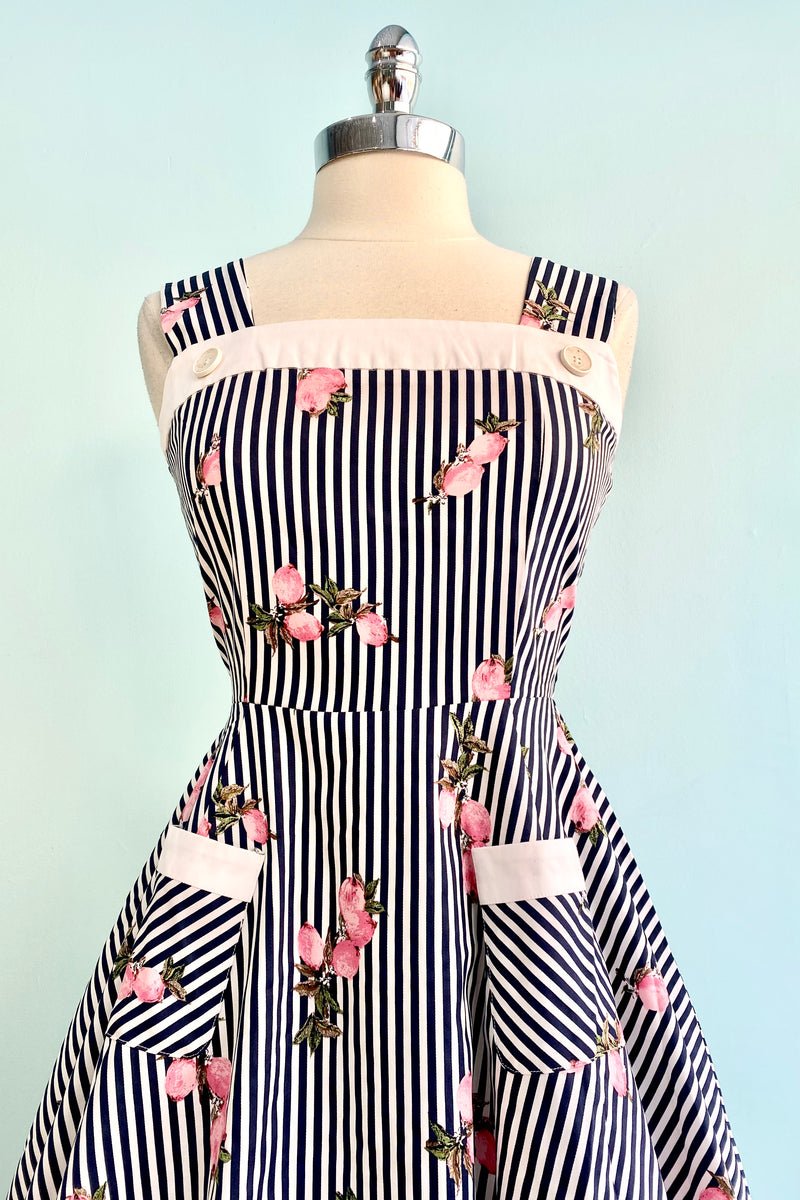 Pink Lemons and Navy Stripe Dress by Orchid Bloom