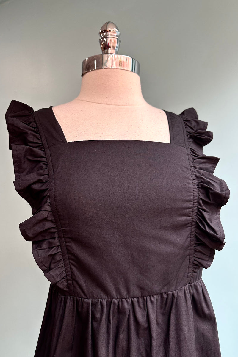 Black Ruffled Sleeveless Tiered Maxi Dress by Molly Bracken