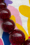 New Red Glitter Bead Necklace by Splendette