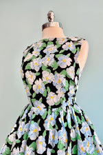 Black and Blue Floral Seersucker Dress