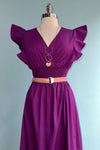 Purple Ruffle Sleeve Smocked Maxi Dress by Molly Bracken