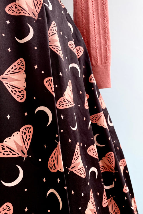 Pink Moth and Moon Full Skirt by Eva Rose