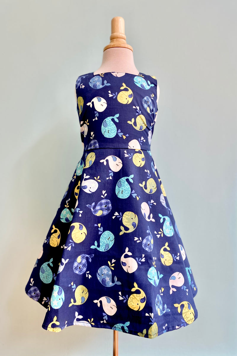 Blue Whale Print Kids Dress