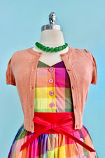 Dusty Coral Short Sleeve Crew-Neck Perfect Cropped Cardigan