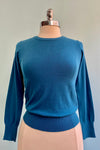 Teal Blue Long Sleeve Knit Pullover Sweater