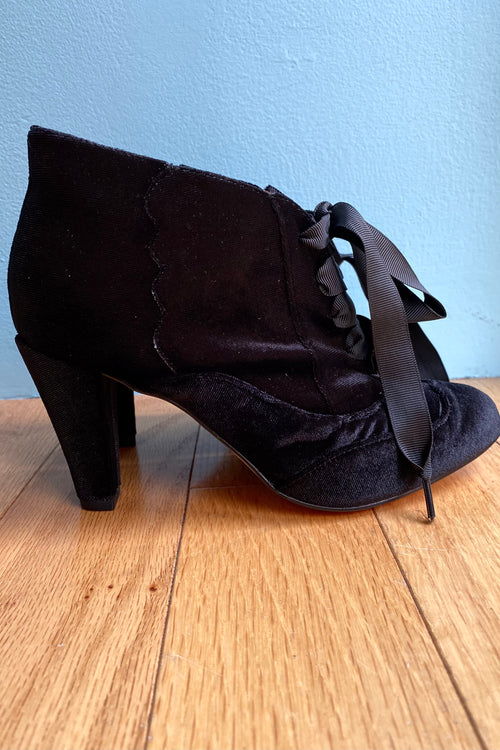 Taylor Black Velvet Ankle Boot by Chelsea Crew