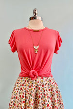 Coral Flutter Sleeve All Purpose Top