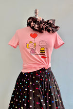 Heart Balloons Peanuts Fitted T-Shirt Top by Unique Vintage