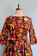 Final Sale Brown Crayon Floral Woven Aria Dress by Miss Lulo