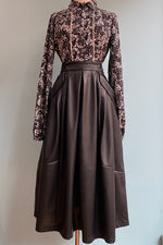 Black Vegan Leather Full Skirt by Molly Bracken