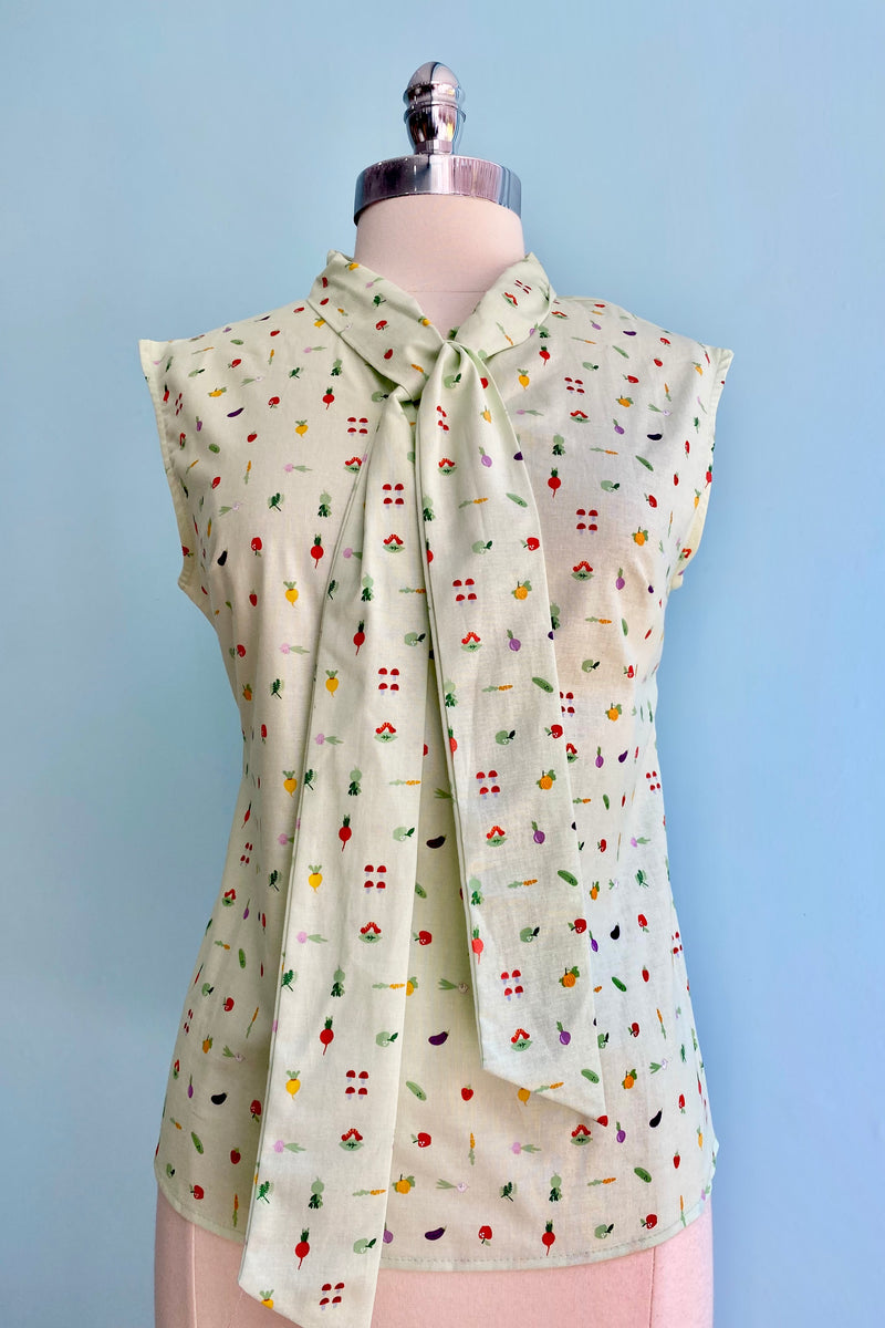 Veggie and Worms Bow Top by Retrolicious
