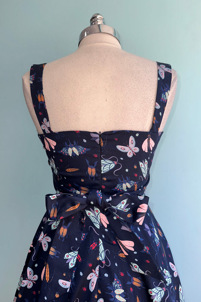 Navy Bugs Fold-Over Dress by Eva Rose