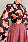 Black and Ivory Nouveau Floral Bodysuit Top