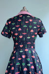 Navy Umbrella Print Short Sleeve Dress