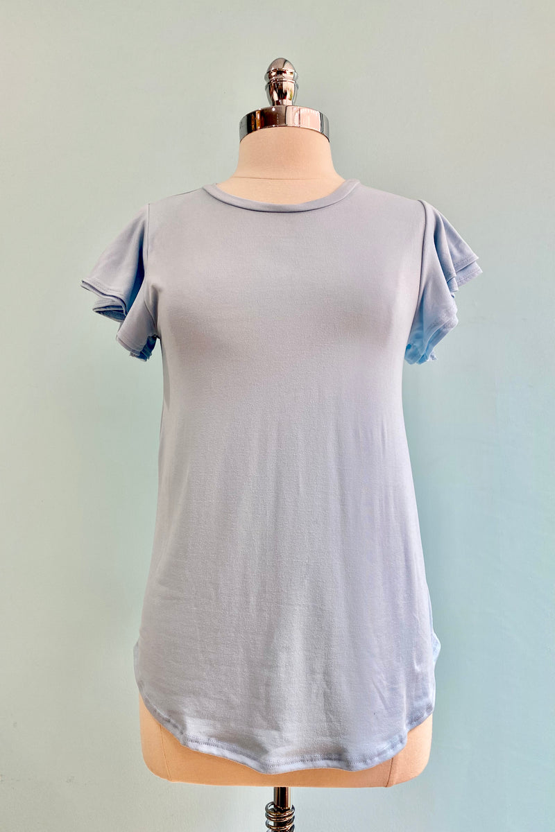 Light Blue Flutter Sleeve All Purpose Top