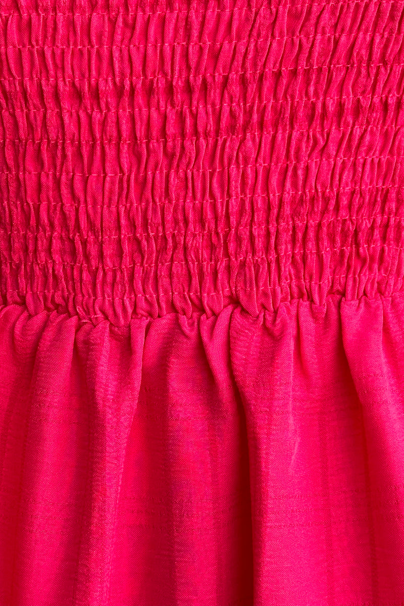 Hot Pink Empire Waist Tiered Midi Dress