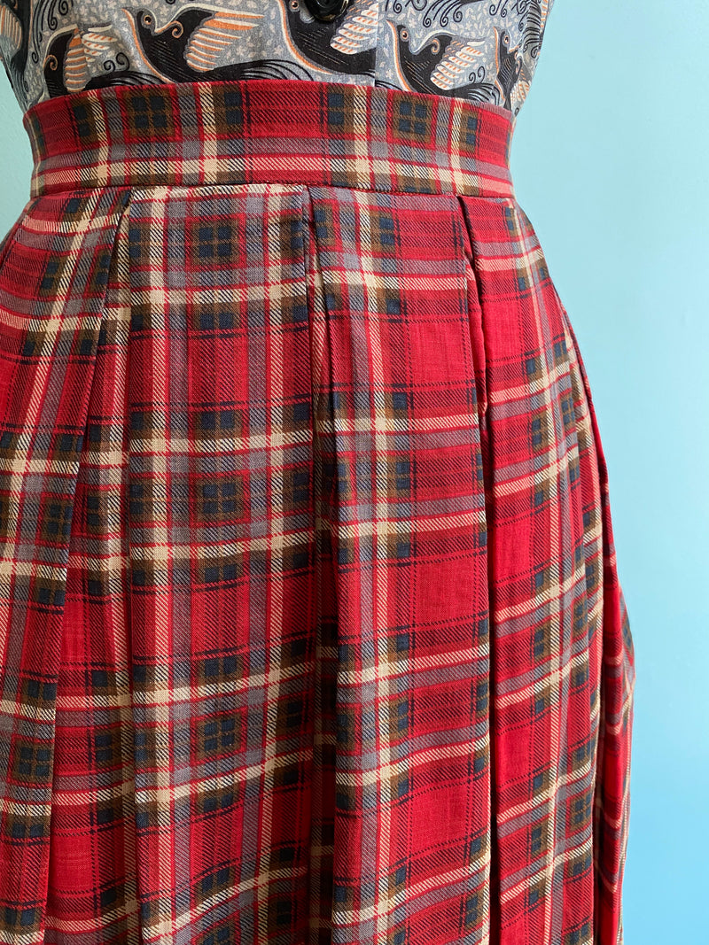 Red Plaid Full Skirt by Tulip B.