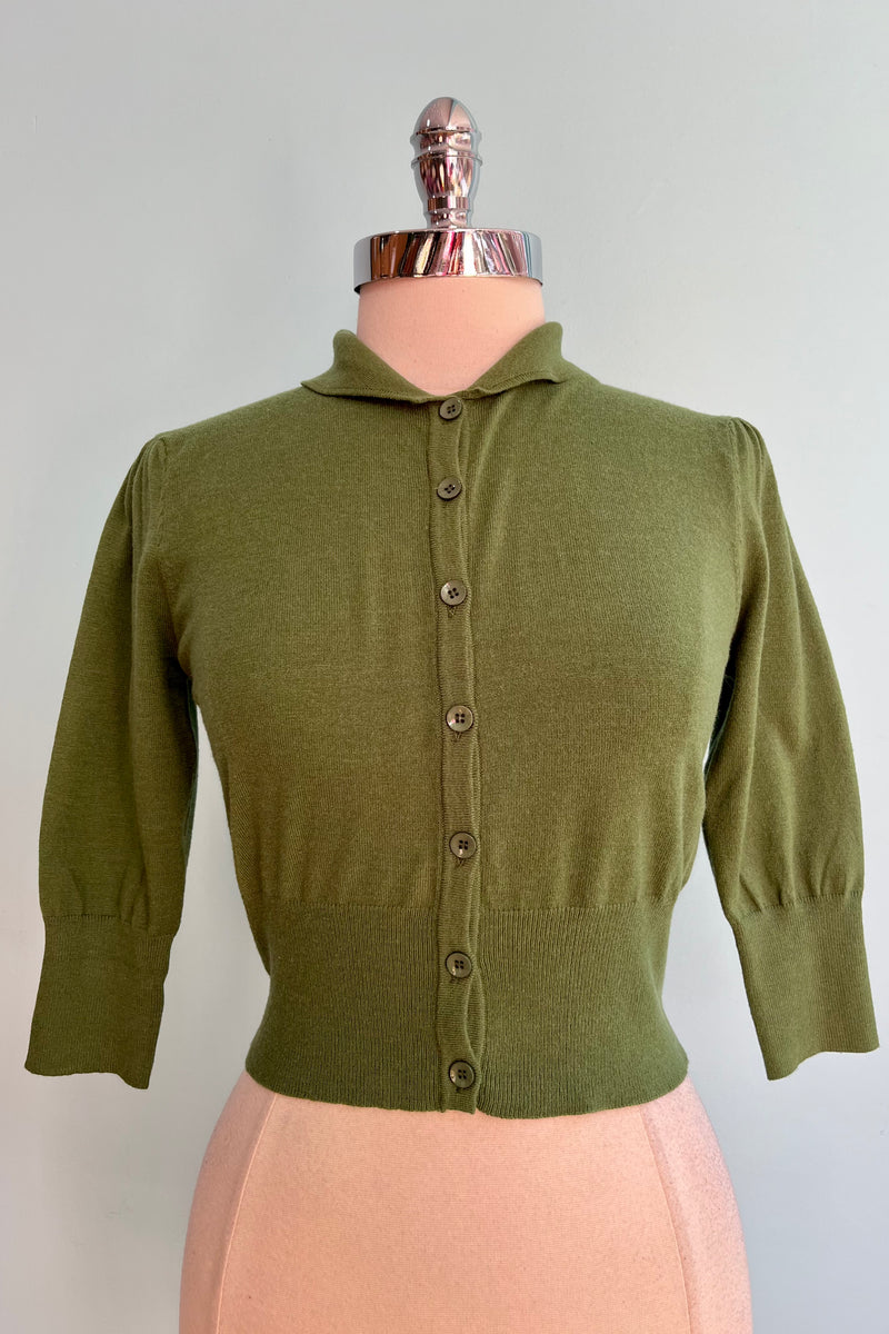 Green Shawl Collar Cardigan by Tulip B.